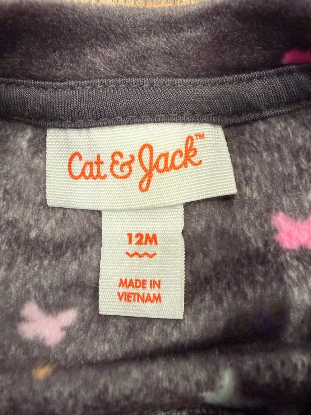 Cat & Jack Gray Velour Baby Set with Pink & Cream Accents